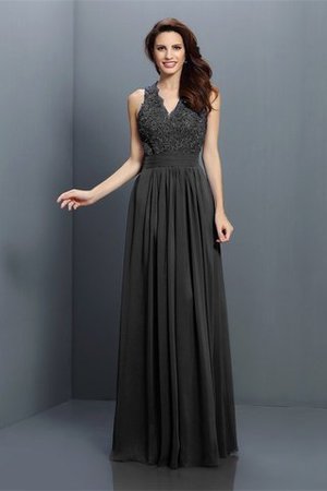 Reißverschluss Ärmellos Prinzessin Chiffon V-Ausschnitt Brautjungfernkleid - Bild 2