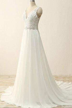Strand V-Ausschnitt plissiertes A-Line Brautkleid mit Bordüre aus Chiffon - Bild 2