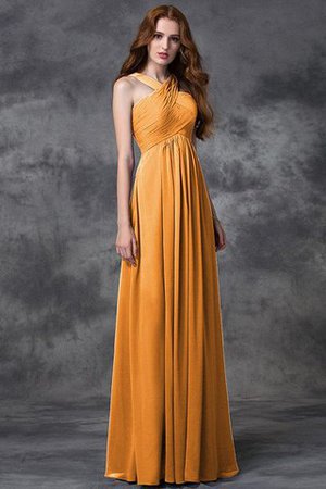 Gerüschtes A Linie Natürliche Taile Prinzessin Brautjungfernkleid mit Reißverschluss - Bild 20