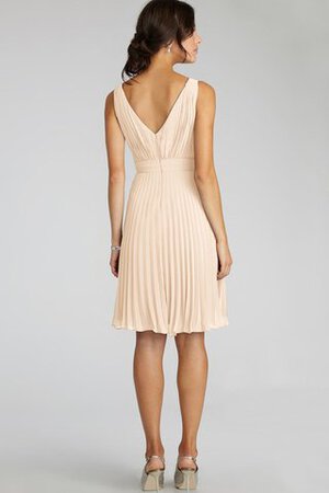 Ärmellos A-Line Chiffon Brautjungfernkleid mit Plissierungen mit V-Ausschnitt - Bild 3