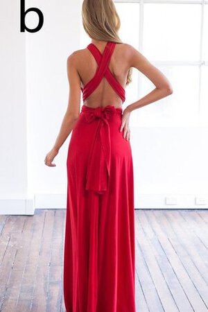 Robe de soirée luxueux impressioé a-ligne manche nulle avec nœud à boucles - Photo 4