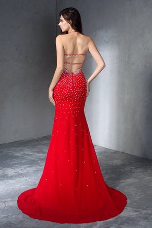 Perlenbesetztes Ärmellos Normale Taille Neckholder Attraktives Abendkleid - Bild 2