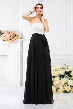 Robe demoiselle d'honneur longue de bustier a-ligne avec ruban ceinture en étoffe - Photo 1