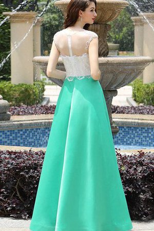 Robe de bal avec décoration dentelle col en bateau jusqu'au sol en taffetas avec manche courte - Photo 2
