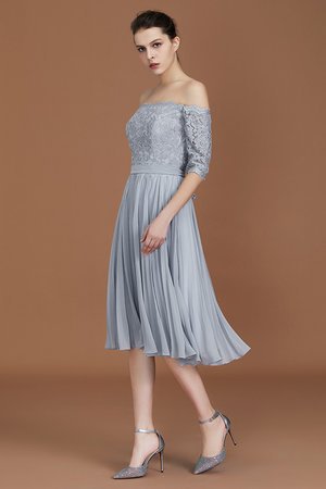 Schön Kurze Ärmeln A-Linie Wadenlanges Brautjungfernkleid aus Chiffon - Bild 6