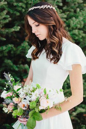 Robe de mariée plissé en plage avec chiffon avec zip de lotus - Photo 4