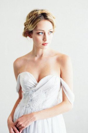 Robe de mariée avec sans manches croisade en chiffon col en forme de cœur dos nu - Photo 2