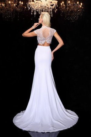 Abito da Sera Lupetto Coda A Strascico Corto in Pizzo Tubino in Chiffon - Foto 2