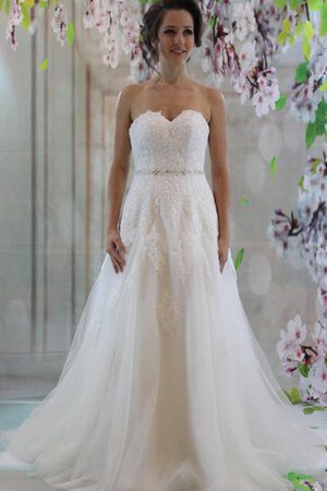 Vestido de Novia de Corte-A de Natural de Cordón de Cola Corte de Escote Corazón - Foto 1