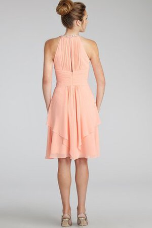 Chiffon Juwel Ausschnitt kurzes Brautjungfernkleid mit Perlen - Bild 3