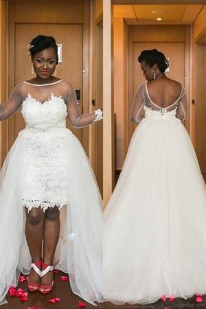 Ewiges A-Linie Prächtiges Brautkleid mit Natürlicher Taille mit Gericht Schleppe - Bild 1