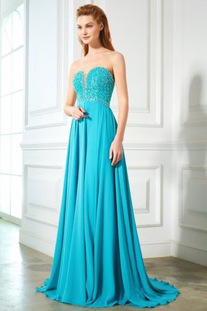 A Linie Chiffon Ärmellos Anständiges Abendkleid mit Sweep Zug - Bild 5