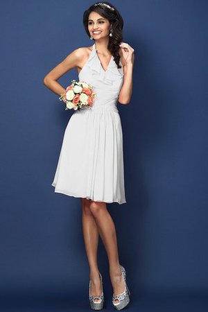 Natürliche Taile Chiffon Nackenband A-Line Kurzes Brautjungfernkleid - Bild 29