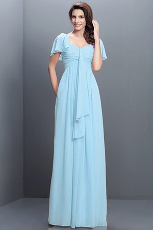 Halbe Ärmeln Herz-Ausschnitt Plissiertes Bodenlanges Brautjungfernkleid aus Chiffon - Bild 18