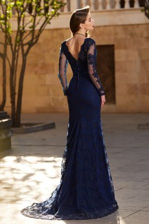 Natürliche Taile Langärmeliges Meerjungfrau Stil Anständiges Ballkleid mit Bordüre - Bild 2