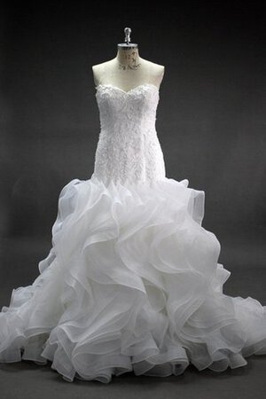 Meerjungfrau Stil Ärmellos bodenlanges Brautkleid mit Rüschen mit Bordüre - Bild 1