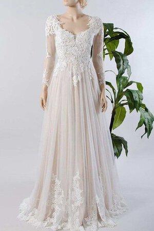 Abito da Sposa Spazzola Treno con Bottone Semplice Elegante con Piega Tondo - Foto 1