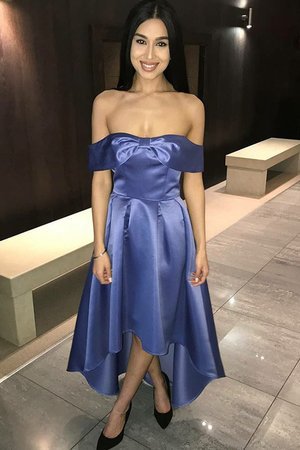 Normale Taille A-Linie Funkelnd Knöchellanges Abiballkleid aus Satin - Bild 1