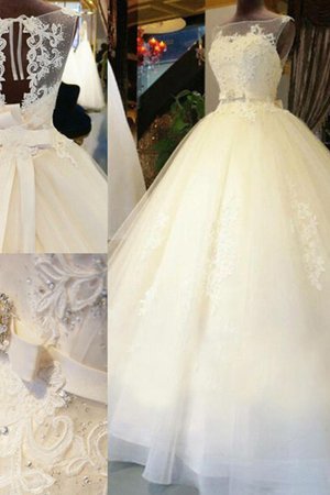 Abito da sposa favola con applique con fusciacca con perline classico allettante - Foto 3