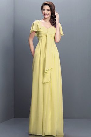 Halbe Ärmeln Herz-Ausschnitt Plissiertes Bodenlanges Brautjungfernkleid aus Chiffon - Bild 8