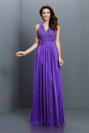 Reißverschluss Ärmellos Prinzessin Chiffon V-Ausschnitt Brautjungfernkleid - Bild 23