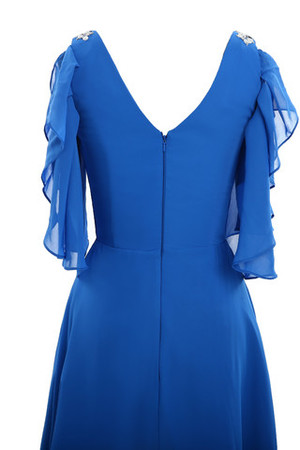 Abito da Cocktail conservatore Lungo Principessa Vintage in Chiffon Asimmetrici Oscillare - Foto 7