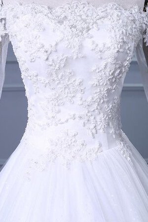 Spaghetti Träger Bateau Tüll Duchesse-Linie Brautkleid mit Applikation mit Bordüre - Bild 5