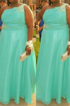Perlenbesetztes Ein Schulter Ärmelloses Ballkleid aus Chiffon mit Natürlicher Taille - Bild 1