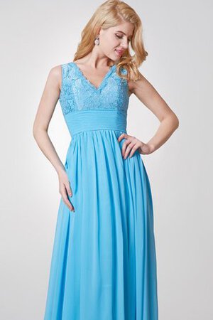 Plissiertes V-Ausschnitt Chiffon langes bodenlanges Brautjungfernkleid mit Bordüre - Bild 5
