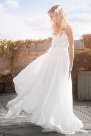 A-Linie Beach Stil Juwel Ausschnitt Sweep Zug legeres Brautkleid mit Plissierungen - Bild 1