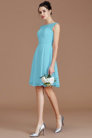 Robe demoiselle d'honneur naturel courte de princesse en chiffon col en bateau - Photo 8