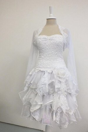 Abito da Sposa con Increspature Cuore Con Giacca Formale E Informale in pizzo A-Line - Foto 3