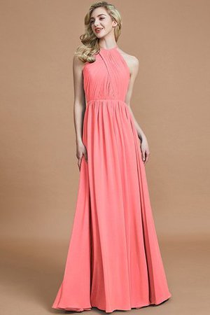 Robe demoiselle d'honneur naturel a-ligne manche nulle en chiffon de princesse - Photo 33