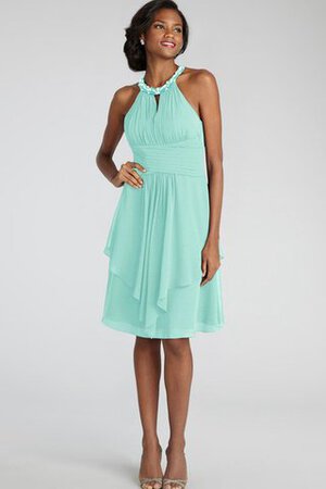 Chiffon Juwel Ausschnitt kurzes Brautjungfernkleid mit Perlen - Bild 5