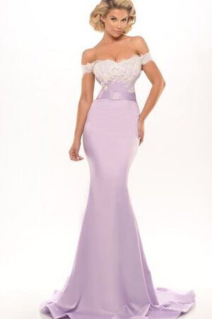 Vestido de Noche de Corte Sirena de Escote con Hombros caídos de Apliques - Foto 1