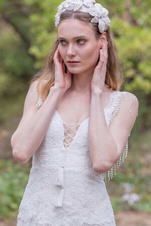 Ewiges Ärmelloses Perlenbesetztes schlichtes schick Brautkleid mit Plissierungen - Bild 3