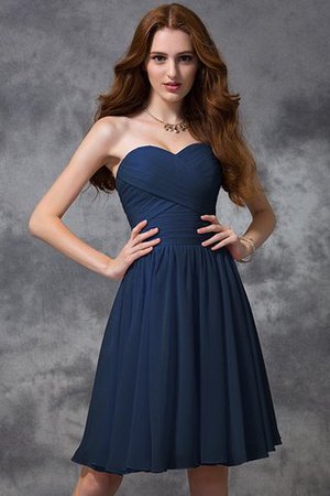 Chiffon Reißverschluss Normale Taille Knielanges Brautjungfernkleid mit Herz-Ausschnitt - Bild 11