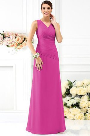 Empire Taille Enganliegendes Ärmelloses Brautjungfernkleid mit Drapierung aus Chiffon - Bild 13