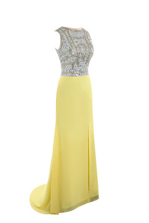 Vestido de Noche de Corte Recto en Gasa de Cristal de de Colores con Alto cubierto - Foto 4