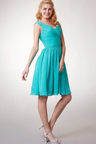 Robe demoiselle d'honneur bref plissé entrecroisé ruché avec zip - Photo 2