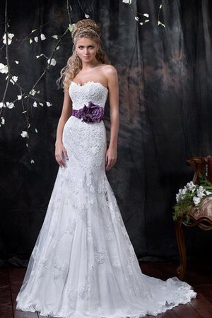 Vestido de Novia de Corte Sirena de Cordón de Apliques de Cola Barriba de Flores - Foto 1