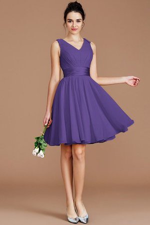 Normale Taille Ärmelloses Kurzes Brautjungfernkleid mit Gürtel mit Schleife - Bild 28