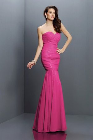 Chiffon Plissiertes Bodenlanges Brautjungfernkleid mit Herz-Ausschnitt mit Empire Taille - Bild 11