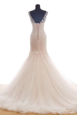 Abito da Sposa Barchetta con Perline con paillette Spazzola Treno Elegante in Pizzo - Foto 2