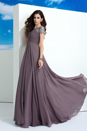 Chiffon Natürliche Taile Formelles Anständiges Abendkleid mit kurzen Ärmeln - Bild 4