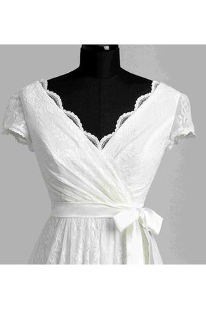 Abito da Sposa A Terra Cerniera in Pizzo con Piega Semplice con Manica Corte - Foto 6