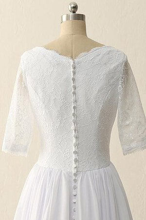 Abito da Sposa in Chiffon Cerniera in Raso con Mezze Maniche in pizzo Spazzola Treno - Foto 5