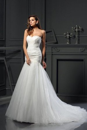 Meerjungfrau Stil Ärmelloses Kapelle Schleppe Tüll Anständiges Brautkleid - Bild 1