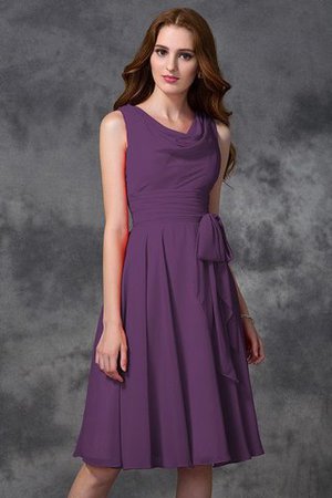 Abito da Damigella Naturale Principessa in Chiffon A-Line Cerniera - Foto 6