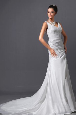 Robe de mariée sexy avec sans manches avec lacets de col en v ruché - Photo 3